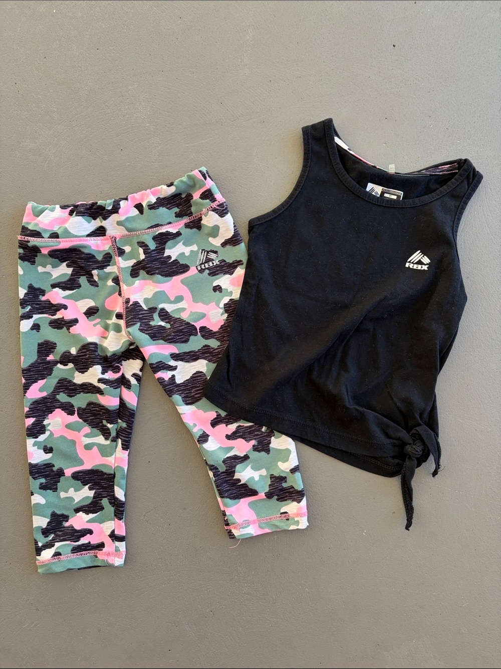 RBX Black Girls' Side-Tie Tank Top and Camouflage Leggings Size 3T